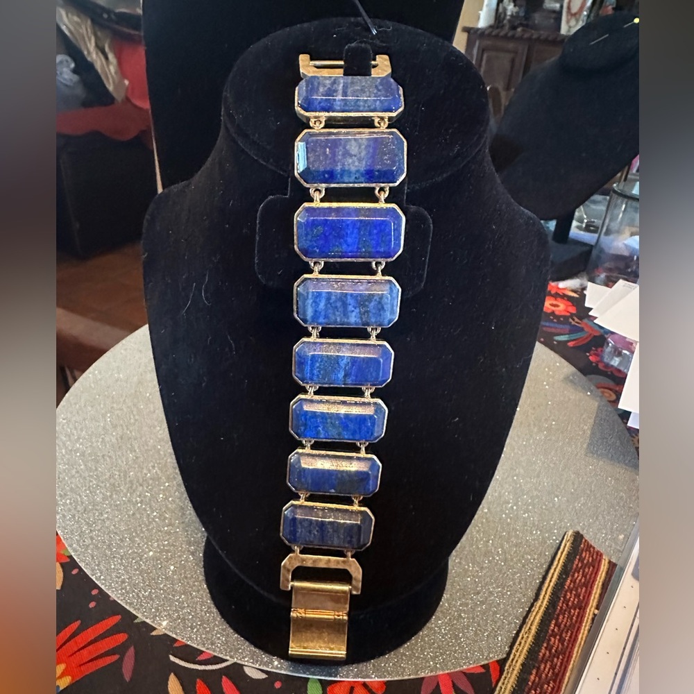 Lapis Lazuli 18k Gold Over Sterling Bracelet